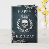 Carte Royal Cyan & Silver King of the Dead Birthday Card (Fleur jaune)