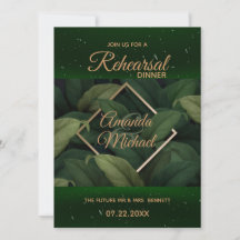 Royal Dark Green Feuilles Diner Card
