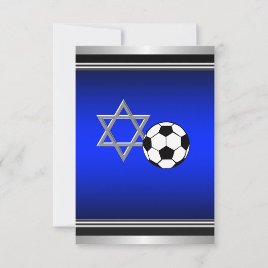 Carte Royal Navy Blue Soccer Thème Bar Mitzvah (Devant)