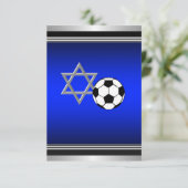 Carte Royal Navy Blue Soccer Thème Bar Mitzvah (Debout devant)