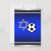 Carte Royal Navy Blue Soccer Thème Bar Mitzvah (Dos)