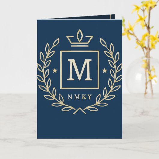 Carte "Royal NMKY Emblem – Monogram M Crest Design" (Fleur jaune)