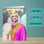 Carte Royal Old Queen Funny Gay Anniversaire<br><div class="desc">Cette drôle de carte d'anniversaire gay est spécifiquement pour votre reine préférée. Assurez-vous que leur anniversaire LGBTQ est aussi gay qu'eux, avec cette carte inspirée par le monarque coloré elle-même. A l'extérieur comme à l'intérieur nous avons écrit juste le bon message pour parler au moment ; mais juste en coque...</div>