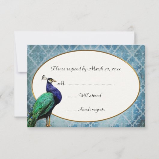 Carte Royal Peacock Blue RSVP (Devant)