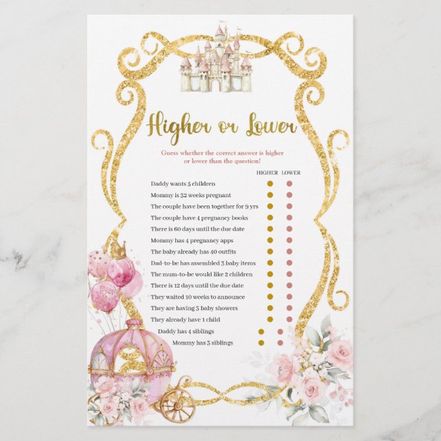 Carte Royal Princess - Jeux supérieurs ou inférieu (Devant)