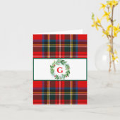 Carte Royal Stewart Christmas Plaid MONOGRAS Wreath (Fleur jaune)
