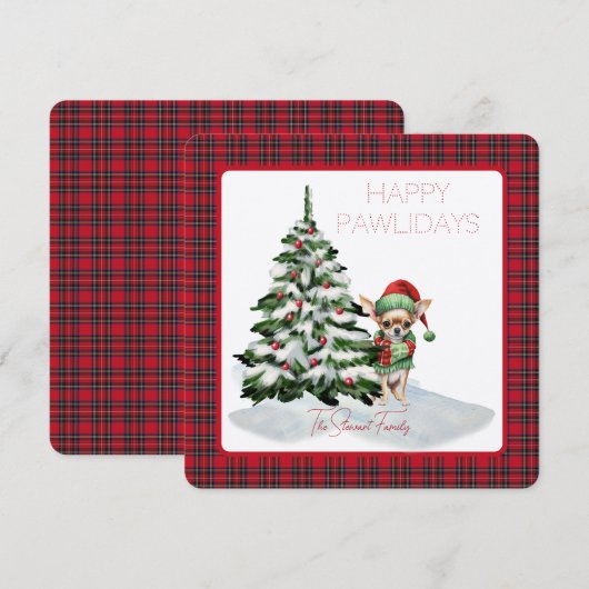 Carte Royal Stewart Tartan Happy Pawlidays Chien (Devant / Derrière)