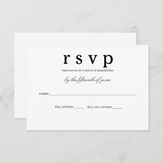 Carte RSVP (Devant / Derrière)