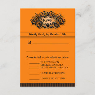 Carte RSVP 3,5x5 - Menu - Orange et noir