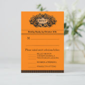 Carte RSVP 3.5x5 - Menu - Orange et noir (Debout devant)