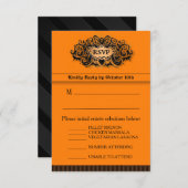 Carte RSVP 3.5x5 - Menu - Orange et noir (Devant / Derrière)