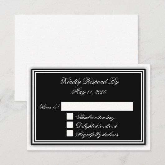Carte RSVP 3D élégante (Devant / Derrière)