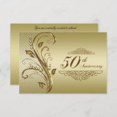 Carte RSVP 50e Anniversaire Mariage d'or (Devant / Derrière)