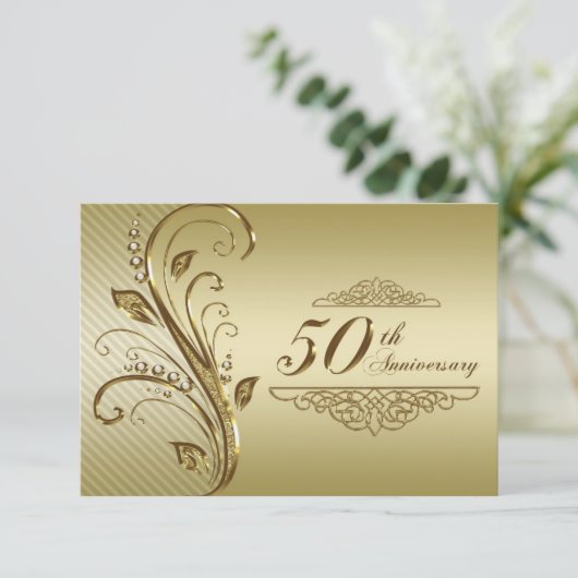 Carte RSVP 50e Anniversaire Mariage d'or (Debout devant)