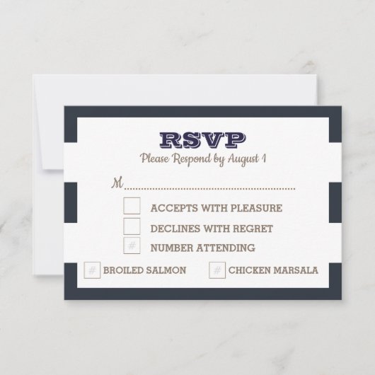 Carte RSVP à bande marine (Devant)