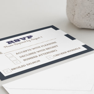 Carte RSVP à bande marine
