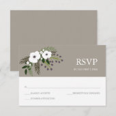 Carte RSVP à couronne florale - taupe (Devant / Derrière)