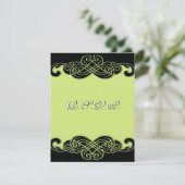 Carte RSVP à défilement vert noir et poire (Debout devant)