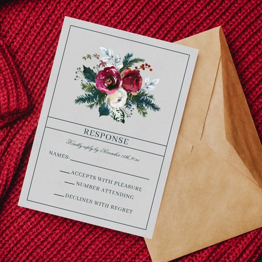 Carte RSVP À feuillage persistant du Bouquet Bourg