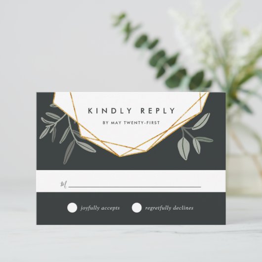 Carte RSVP à feuille d'olive (Debout devant)