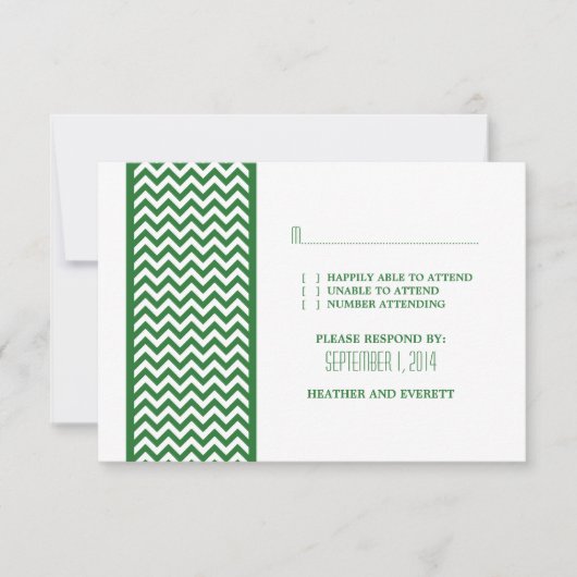 Carte RSVP à la frontière verte Chevron (Devant)