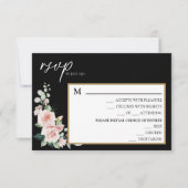 Carte RSVP à Mariage noir flou (Devant)