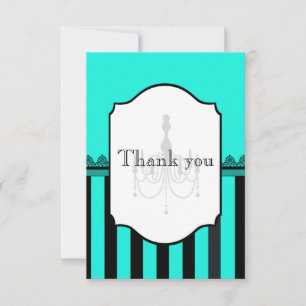 Carte RSVP à rayures turquoise et noire