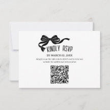 Carte RSVP à ruban moderne avec code QR