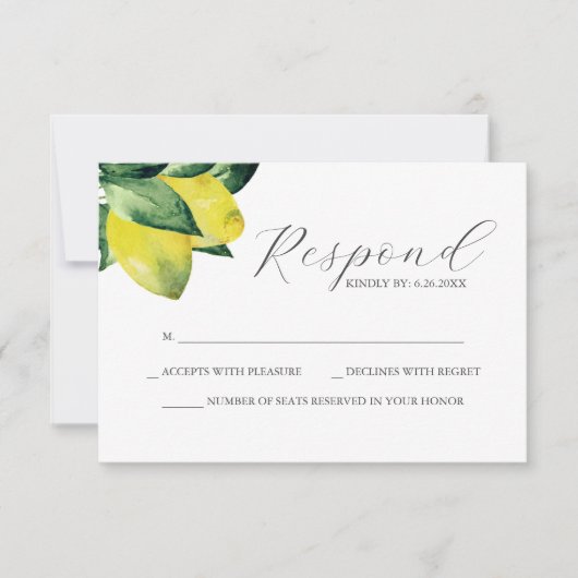 Carte RSVP à thème citron (Devant)