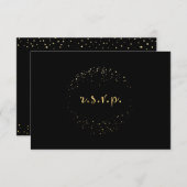 Carte RSVP Abstraite à anneaux noir et or (Devant / Derrière)