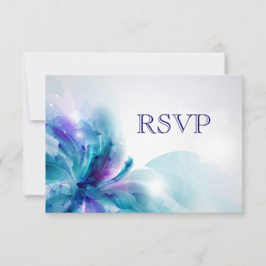 Carte RSVP Abstraite de conception florale bleu et (Devant)