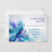Carte RSVP Abstraite de conception florale bleu et (Dos)