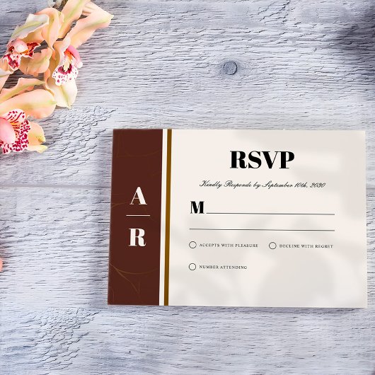 Carte RSVP Abstraite Elegance Golden Frame