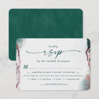 Carte RSVP Abstraite Emerald Mariage Meal Choice