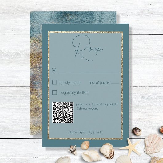 Carte RSVP Abstraite et Turquoise de plage moderne