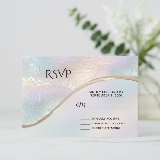 Carte RSVP Abstraite Iridescente moderne (Debout devant)