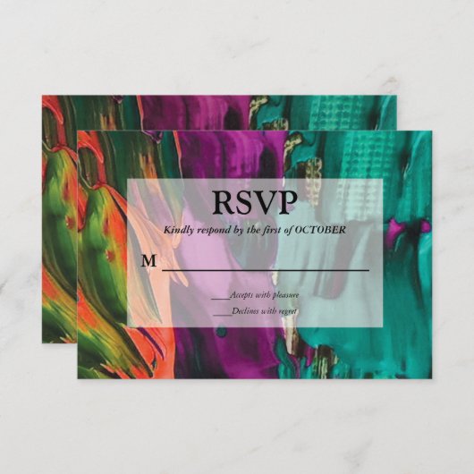 Carte RSVP Acrylique Peinture Abstraite (Devant / Derrière)