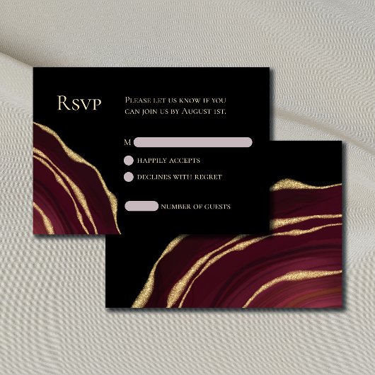 Carte RSVP agate rouge foncé