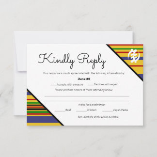 Carte RSVP AK01 Kente Stripes africaine colorée