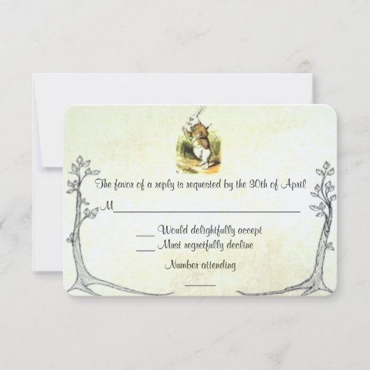 Carte RSVP Alice au pays des merveilles (Devant)