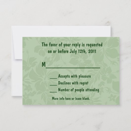 Carte RSVP Aloha Honeys Hula Girl (Dos)