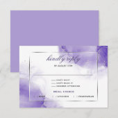 Carte RSVP Amethyst Purple Script Argent (Devant / Derrière)