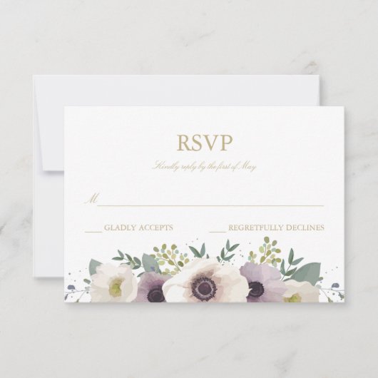 Carte RSVP Anemone Bouquet (Devant)