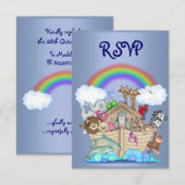 CARTE RSVP ANIMÉE NOÉ BLEU (Devant / Derrière)