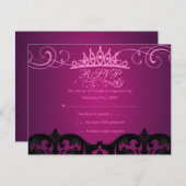Carte RSVP Anniversaire Rose Damask & Swirl (Devant / Derrière)