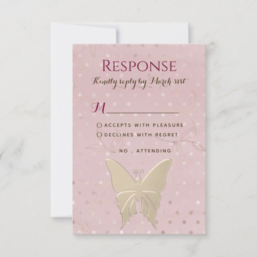 Carte RSVP Anniversaire Rose Et Gold Girl (Devant)