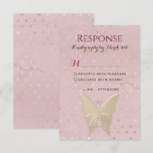 Carte RSVP Anniversaire Rose Et Gold Girl (Devant / Derrière)
