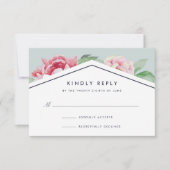 Carte RSVP Antique Peony | Vider et vider (Devant)