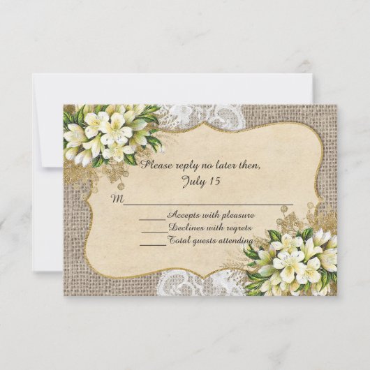 Carte RSVP Antique Spring Wedding (Devant)
