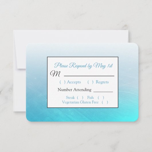 Carte RSVP Aqua Black and Blue Wedding (Devant)